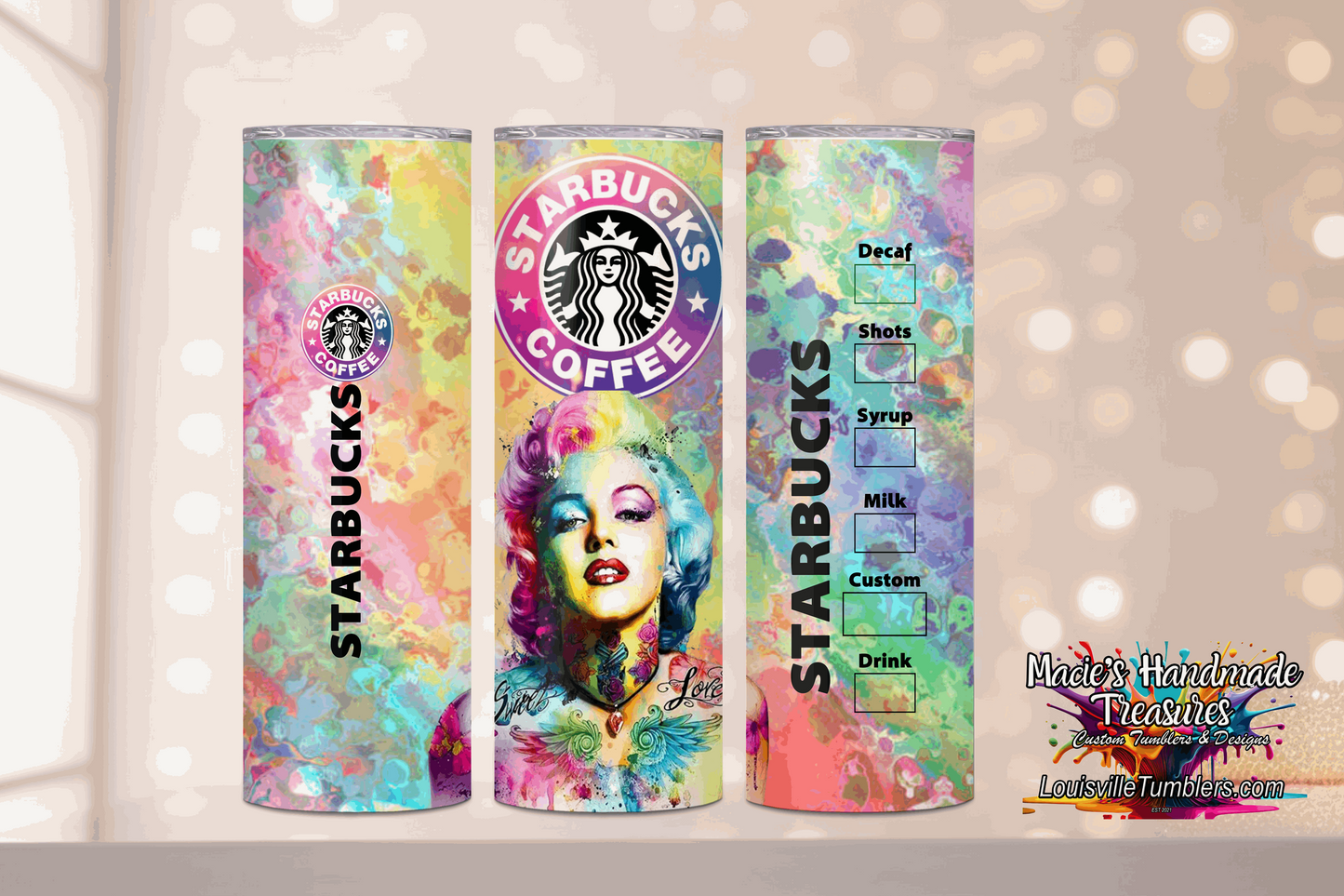 20 oz Marilynn Monroe Watercolor Tumbler