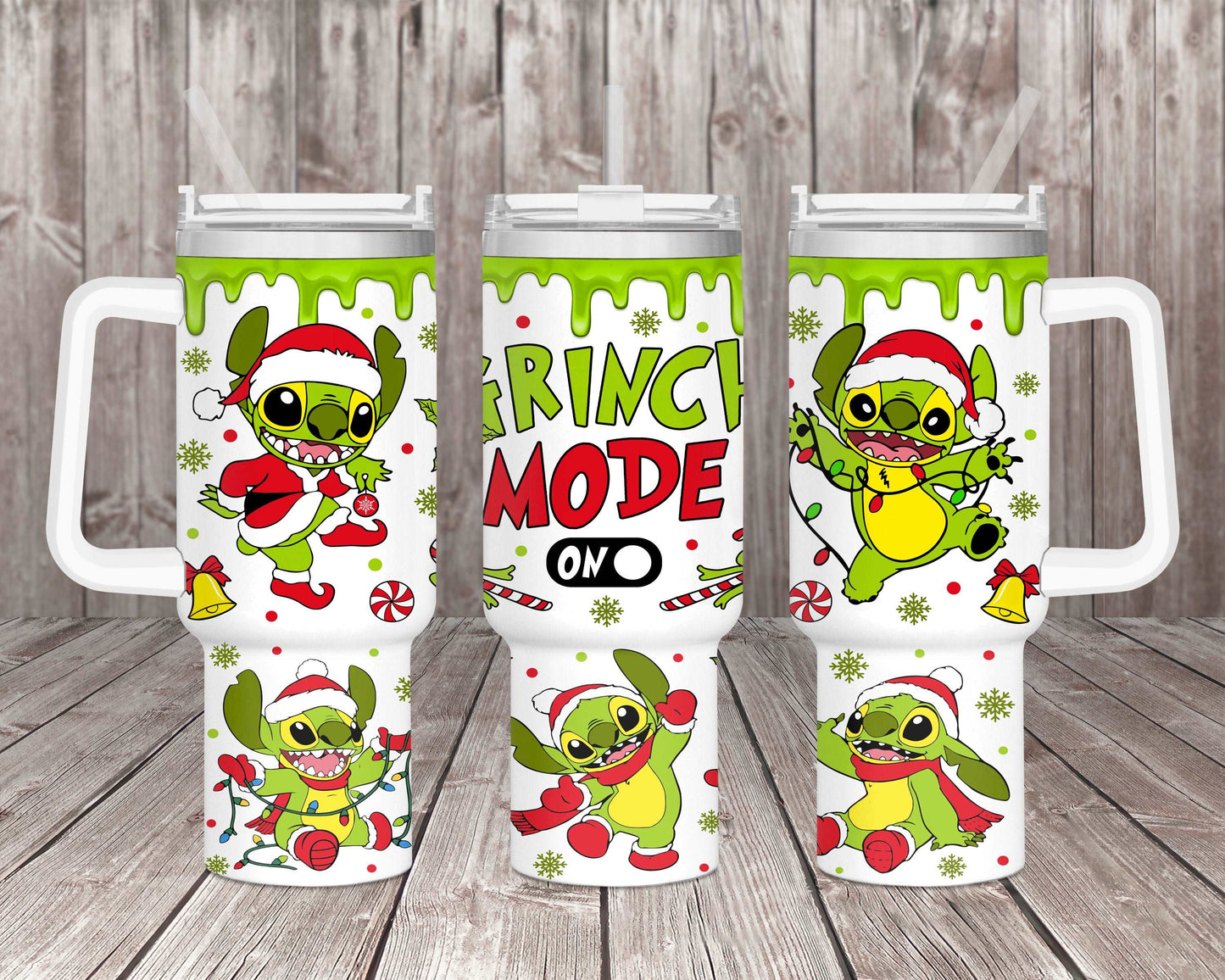 40oz Grinch Mode with green-stitch