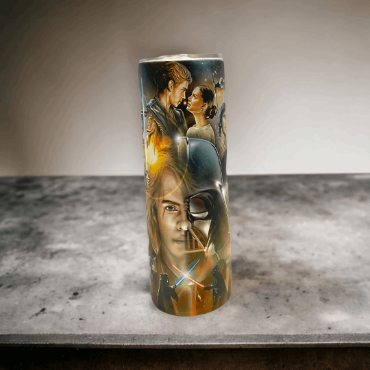 20oz tumbler featuring detailed skywalker luke skywalker design with character artwork and lightsaber scenes