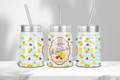 17 oz liquor moonshine tumbler with lemon strawberry design and clear lid with straw by Macies Handmade Treasure's