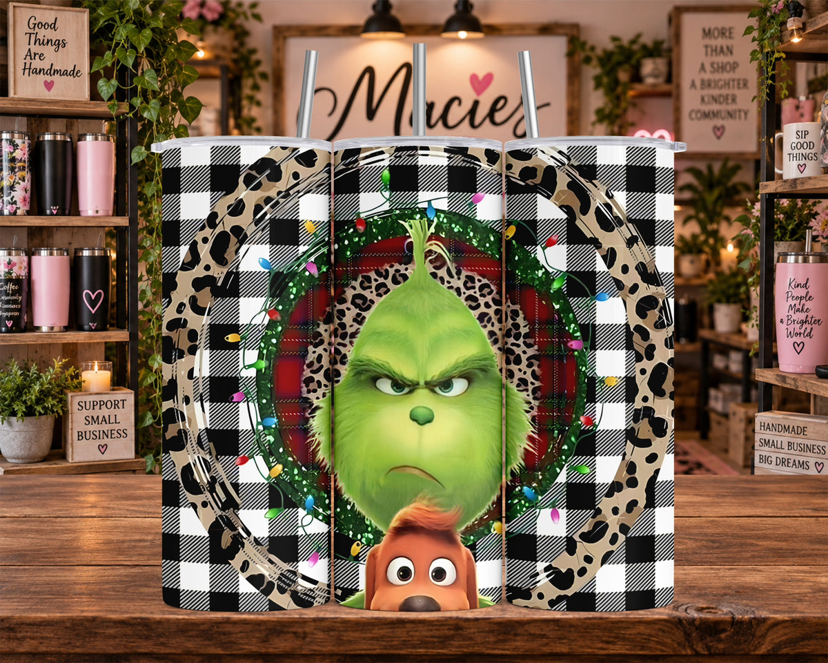 Grinch Christmas Plaid 20 oz Tumbler
