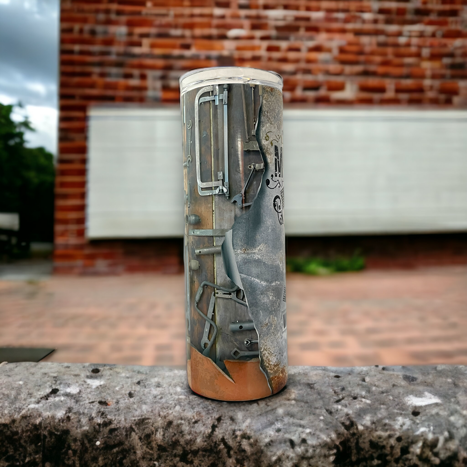 20oz mechanic tumbler with rustic tool design by Macies Handmade Treasure's