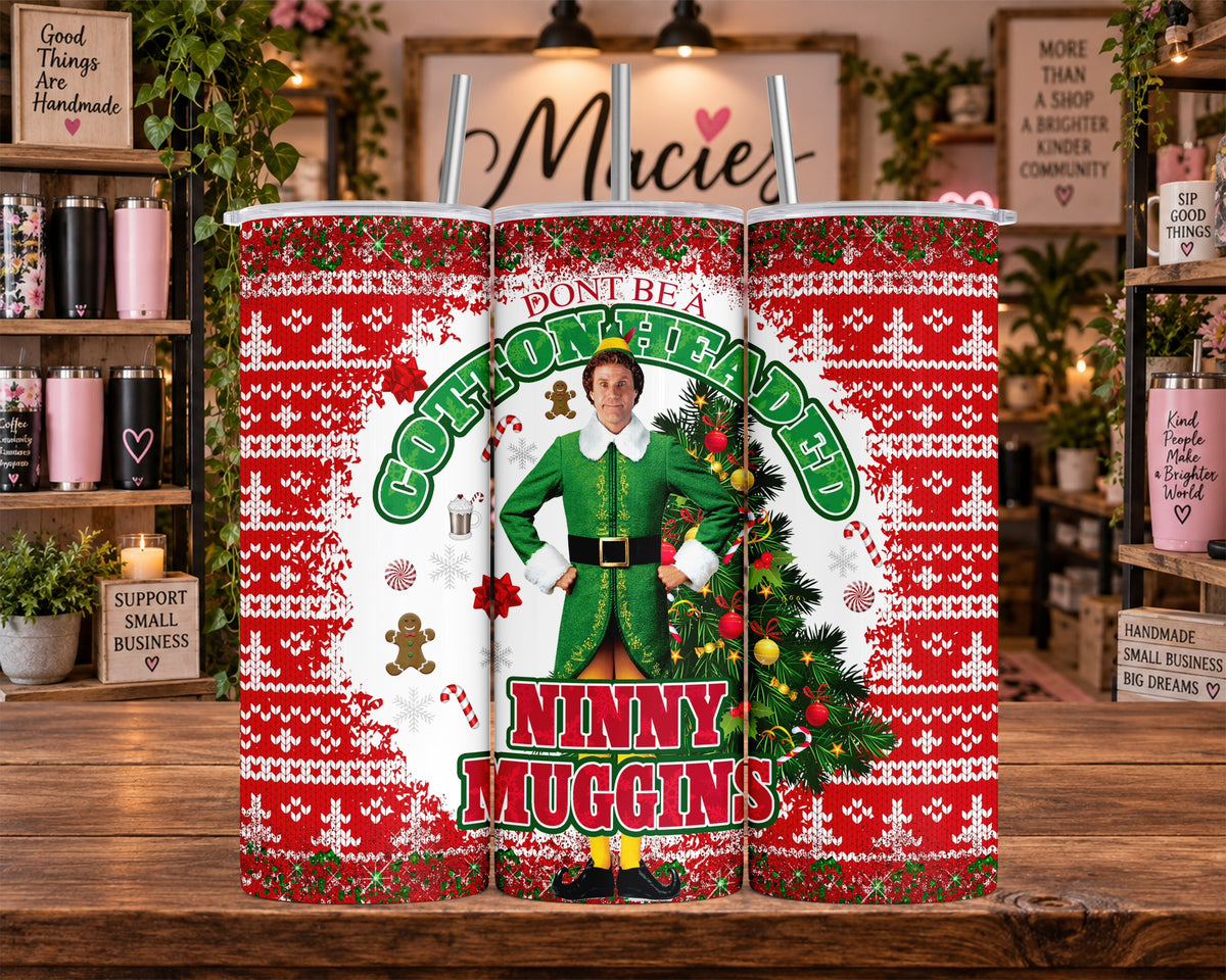 Funny Elf Christmas Niny Muggins 20 oz Tumbler