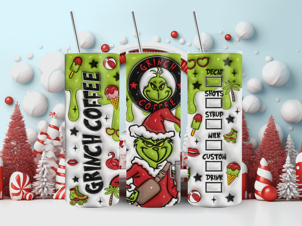 20oz Grinch Coffee with green Drip