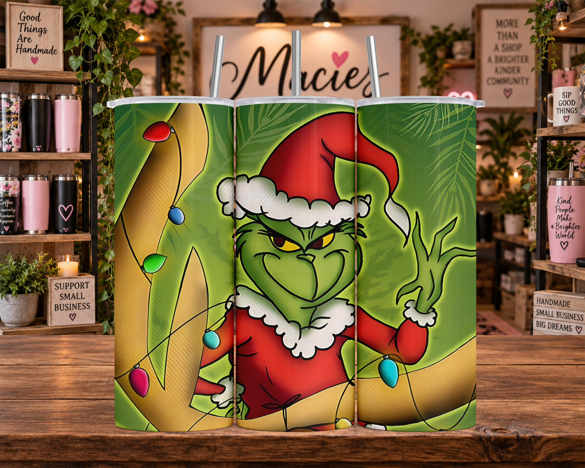 Grumpy Green Christmas Character 20 oz Tumbler