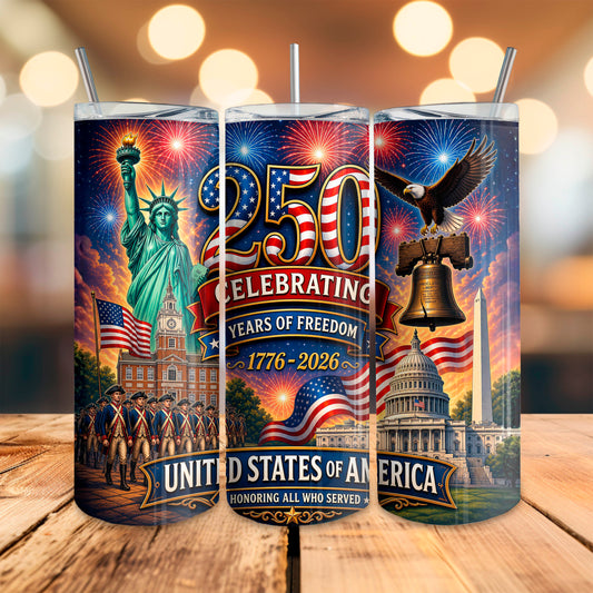 20 oz America 250 by Macies Handmade Treasures Tumbler