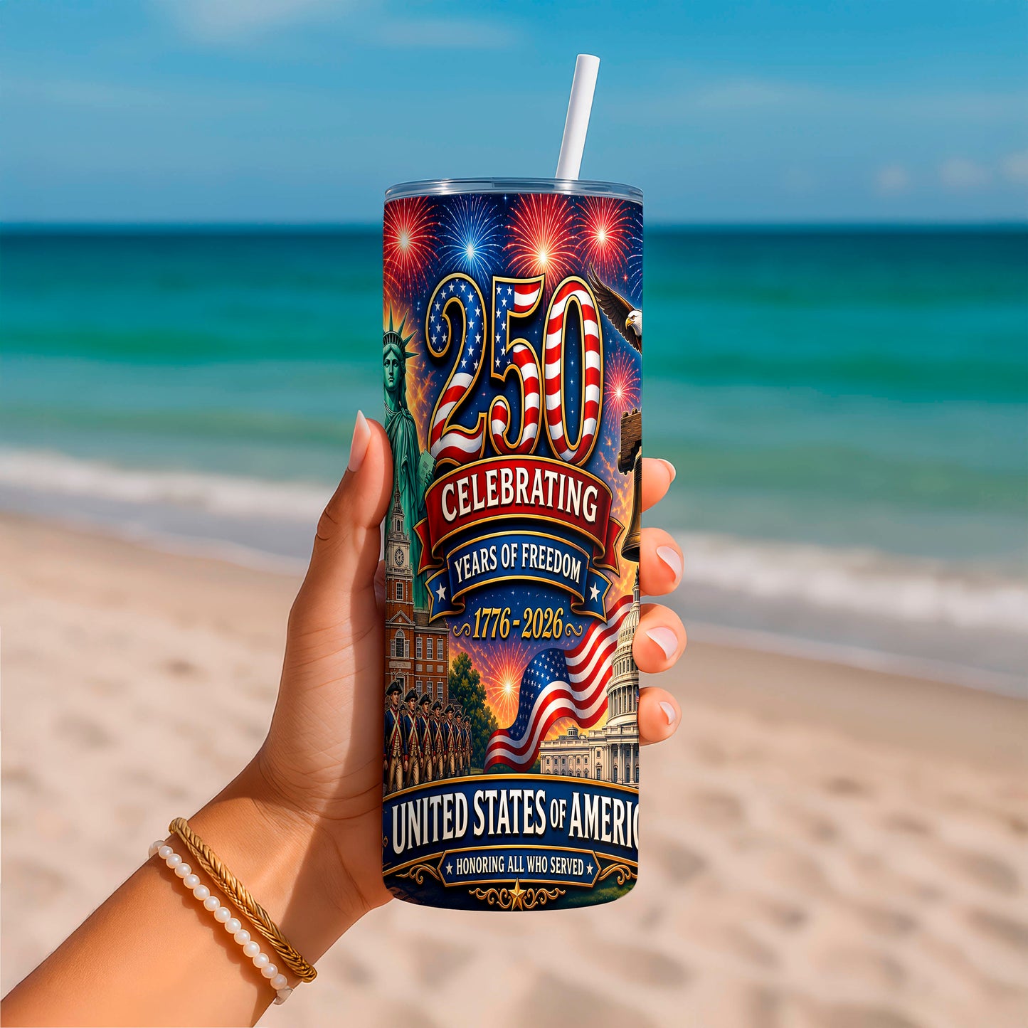 20 oz America 250 by Macies Handmade Treasures Tumbler