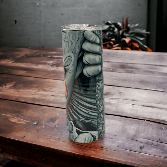 20oz tumbler with 28 days horror gray monster hand design by Macies Handmade Treasure's