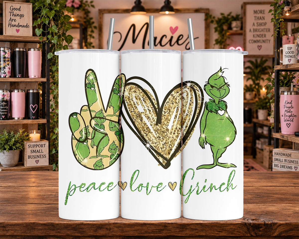 Peace Love Grinch 20 oz Tumbler