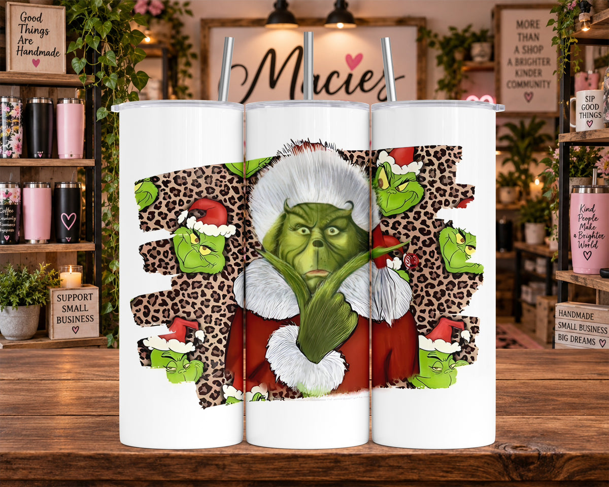 Grinch Leopard Print Christmas 20 oz Tumbler