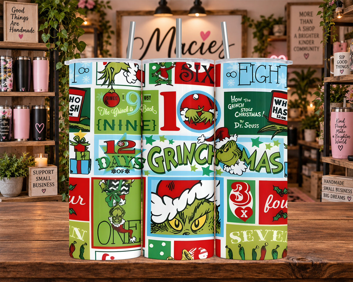 Grinch Christmas Collage 20 oz Tumbler