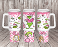 40oz Grinch with Baby Pink Drip