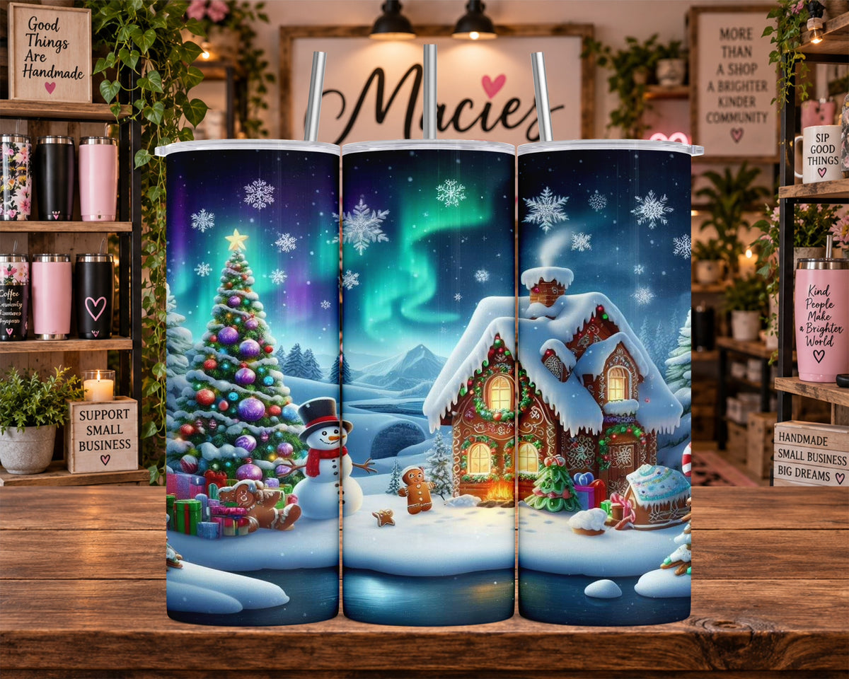 Christmas Gingerbread House and Tree 20 oz Tumbler