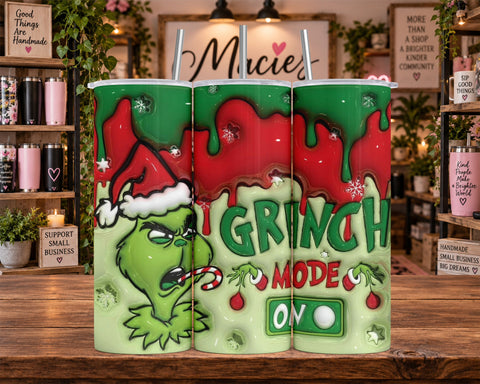 Grinch Christmas Dripping Paint 20 oz Tumbler