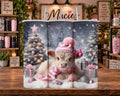 Christmas Highland Cow with Pink Scarf 20 oz Tumbler