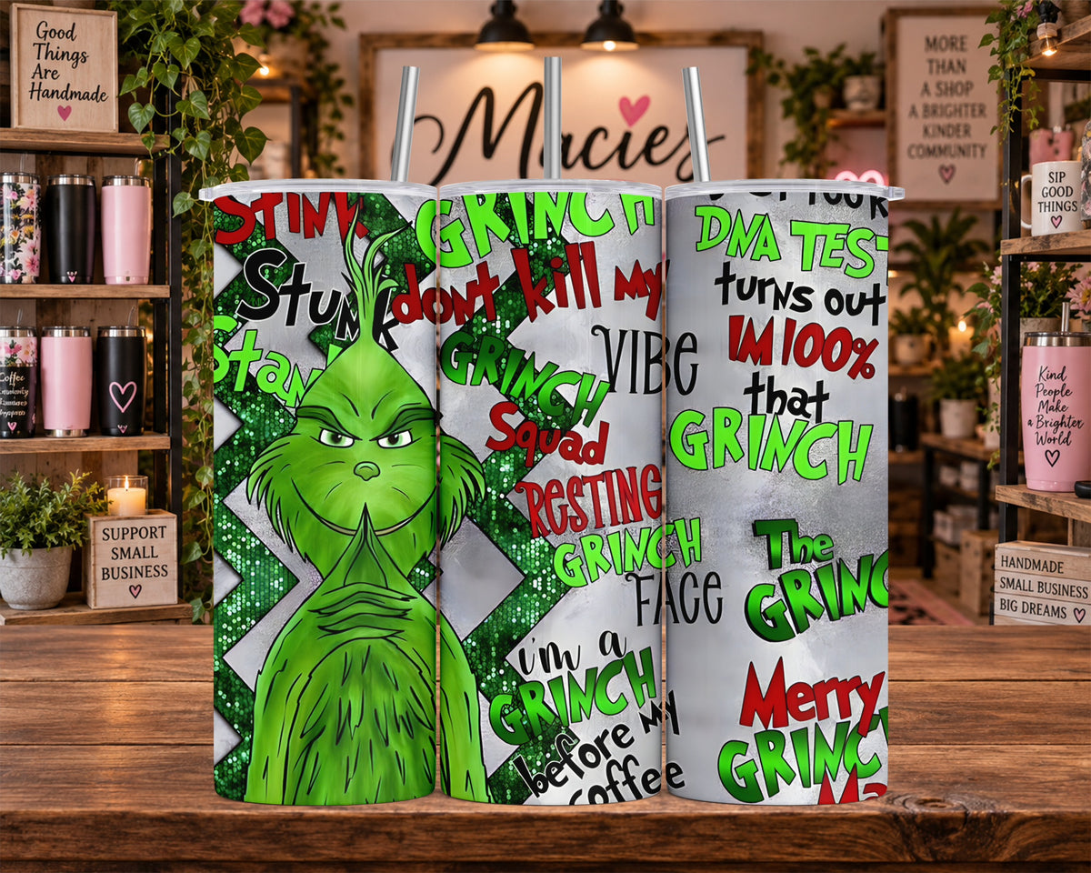 Grumpy Green Grinch Christmas 20 oz Tumbler