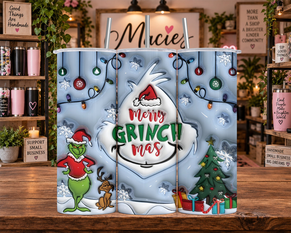 Grinch-Inspired Christmas Snowman 20 oz Tumbler