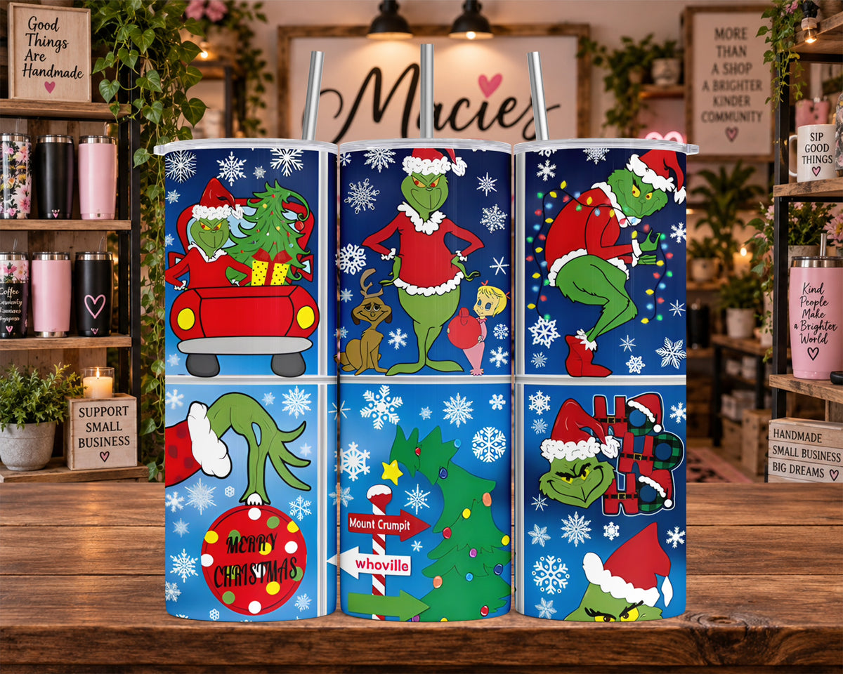 Grinch Christmas Collage 20 oz Tumbler