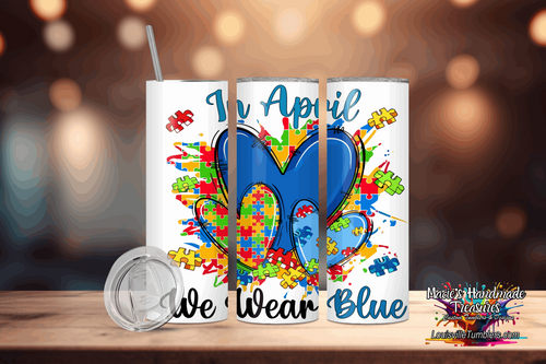20 oz Autism We Wear Blue Tumbler
