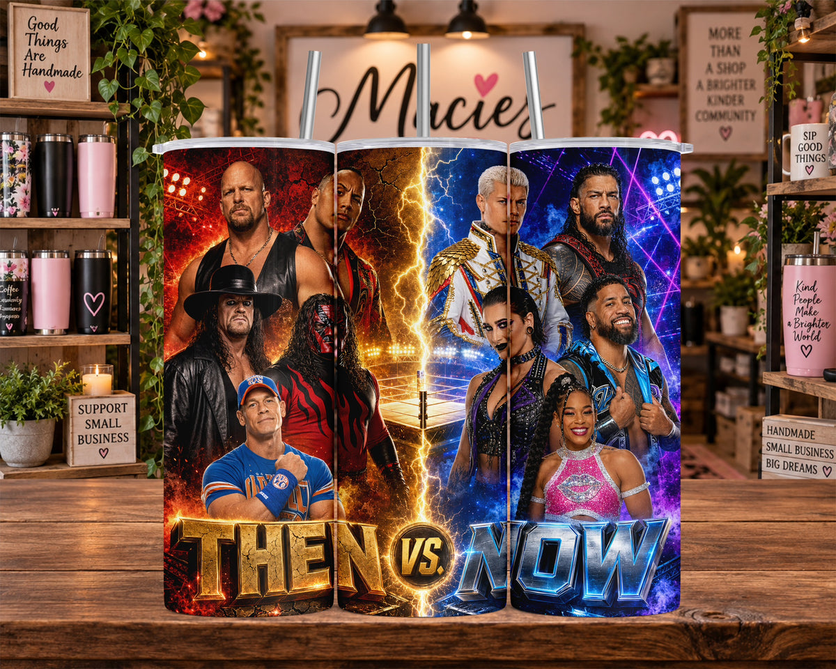 Wrestling Then vs Now 20 oz Tumbler