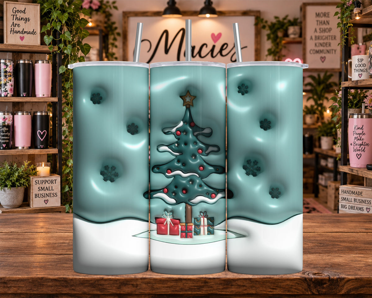 Teal Christmas Tree with Presents 20 oz Tumbler