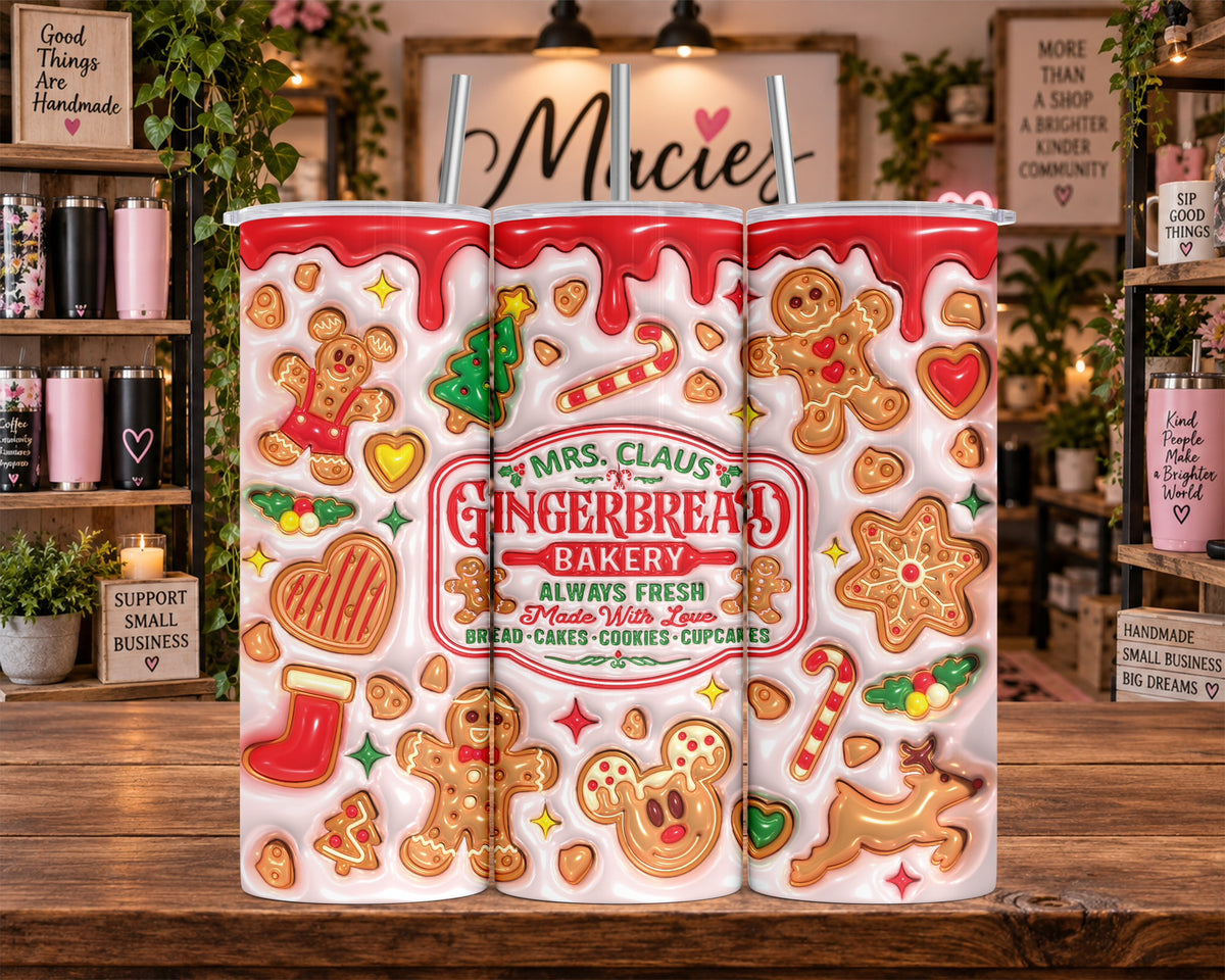 Mrs. Claus Gingerbread Bakery Christmas 20 oz Tumbler