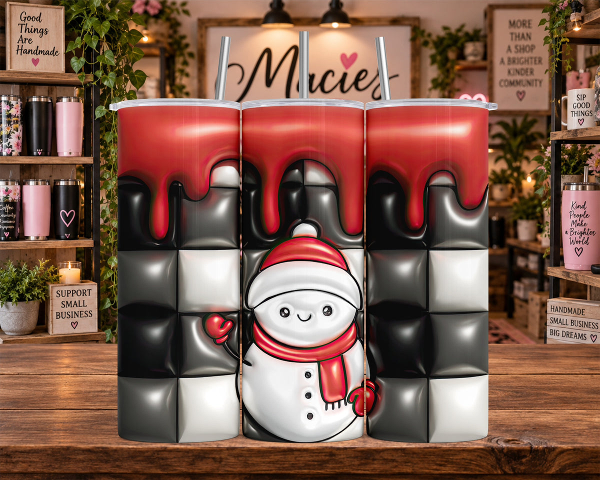 Christmas Snowman in Black and Red 20 oz Tumbler