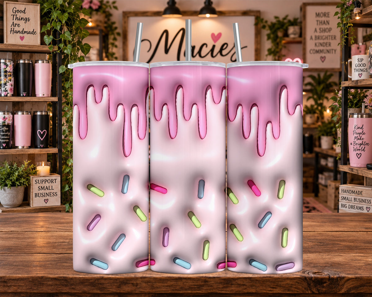 Pink Frosting with Colorful Sprinkles 20 oz Tumbler
