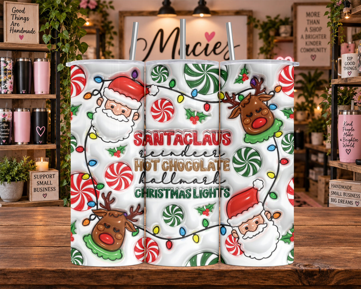 Santa Claus, Reindeer and Christmas Lights 20 oz Tumbler