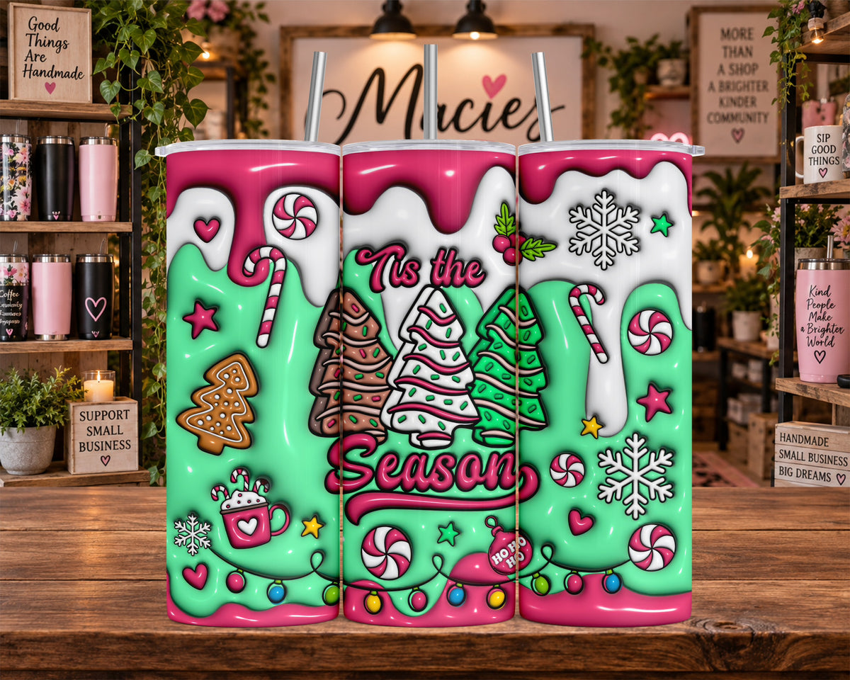 'Tis the Season Christmas Candy Cane 20 oz Tumbler