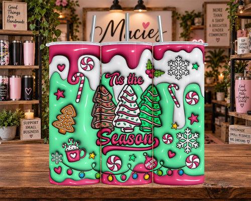 'Tis the Season Christmas Candy Cane 20 oz Tumbler