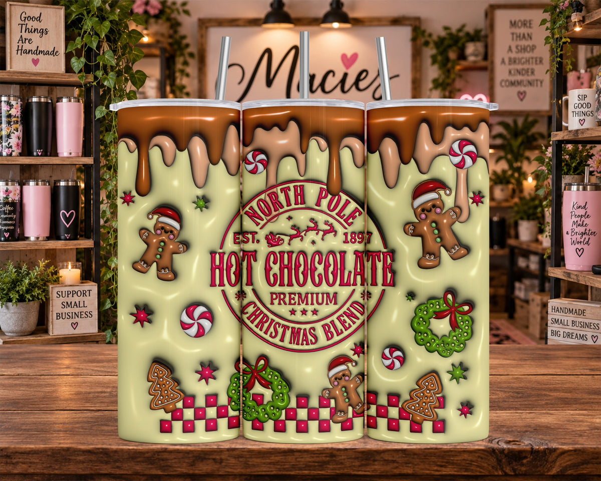 Christmas Hot Chocolate Gingerbread Design 20 oz Tumbler
