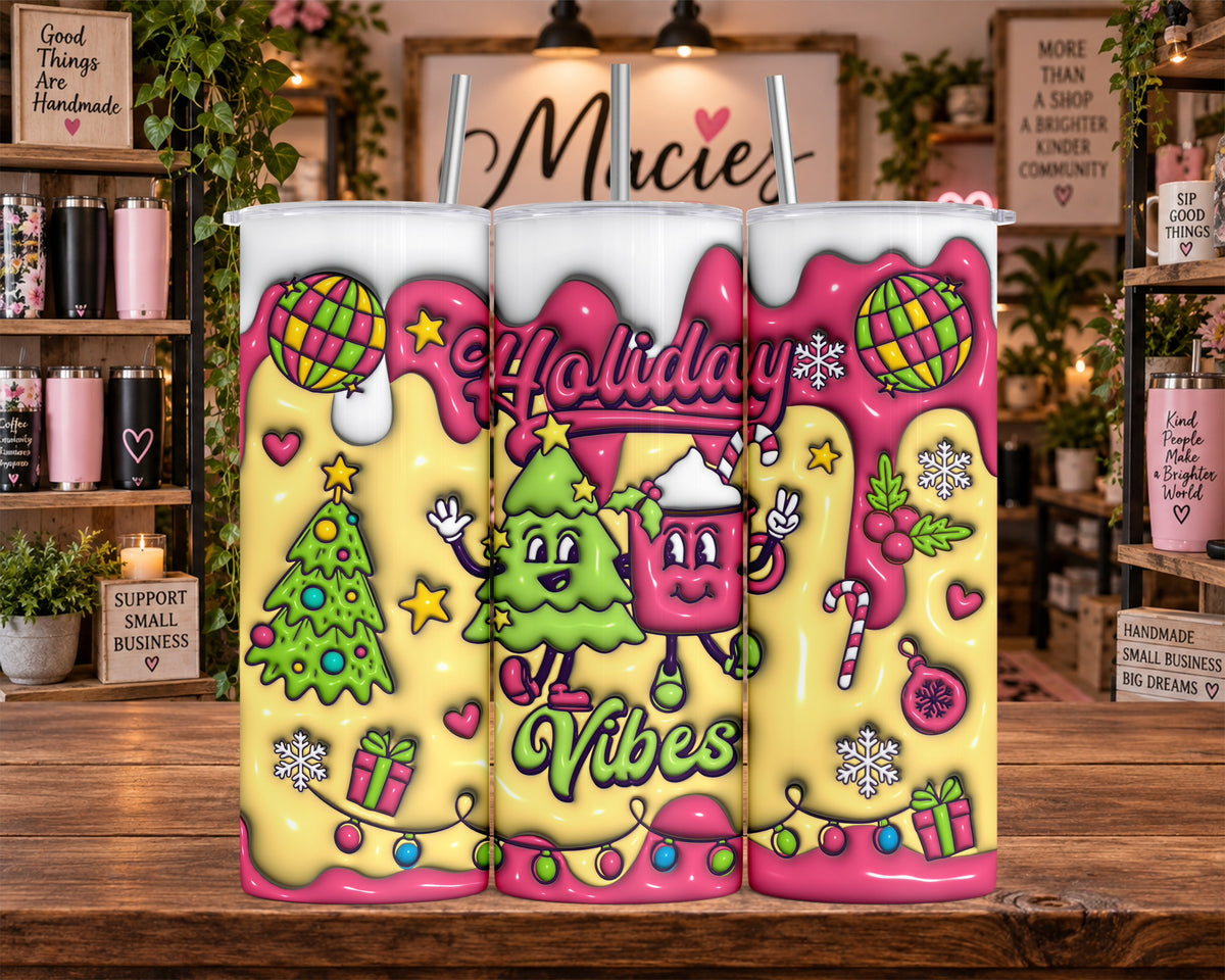 Colorful Christmas Holiday Vibes 20 oz Tumbler