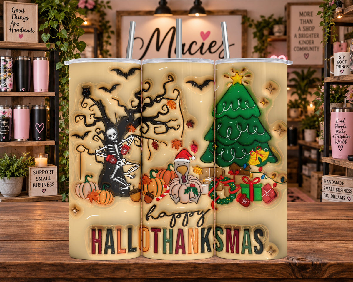 Halloween Thanksgiving Christmas Mashup 20 oz Tumbler