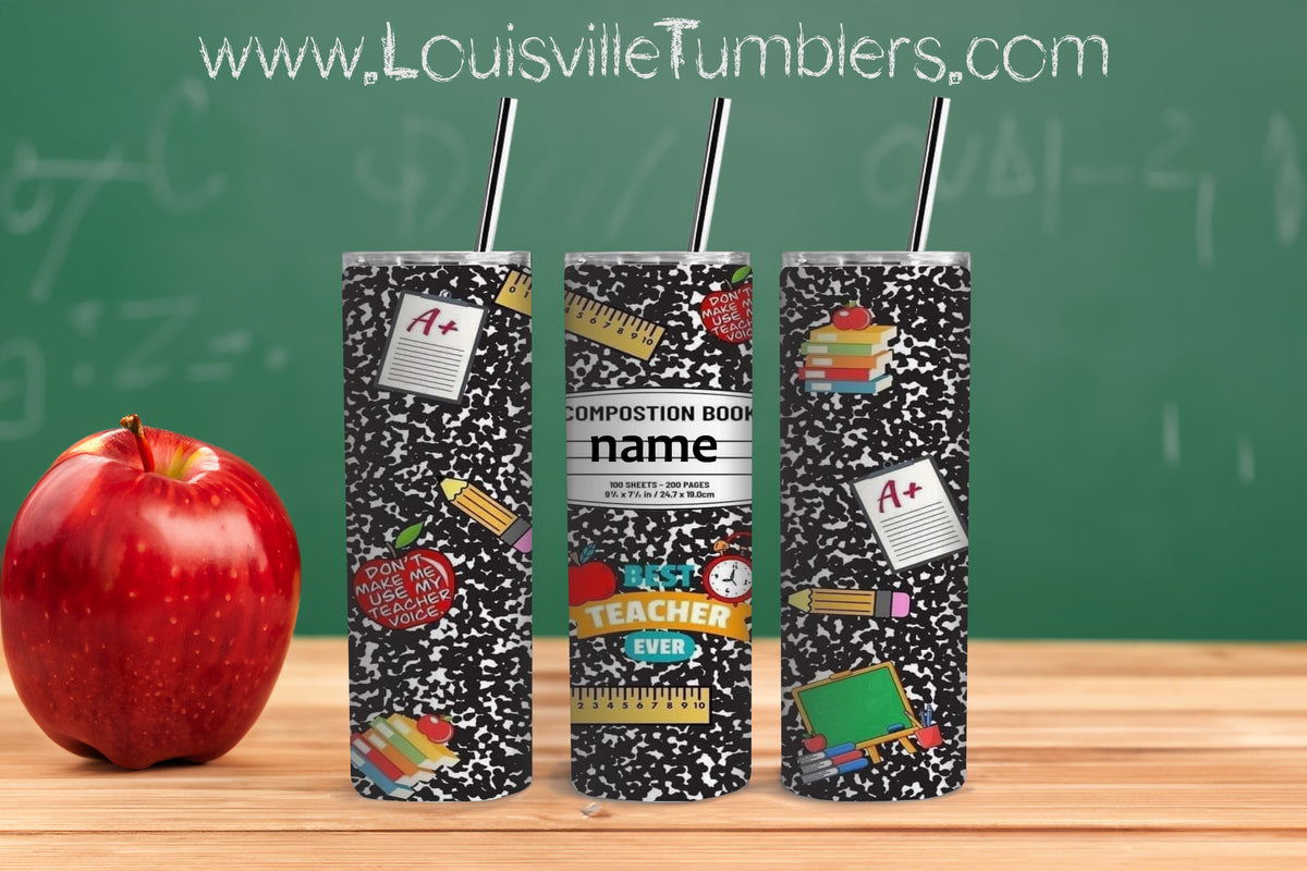 Photo of Personalized Black Composition Book – 20 oz Tumbler