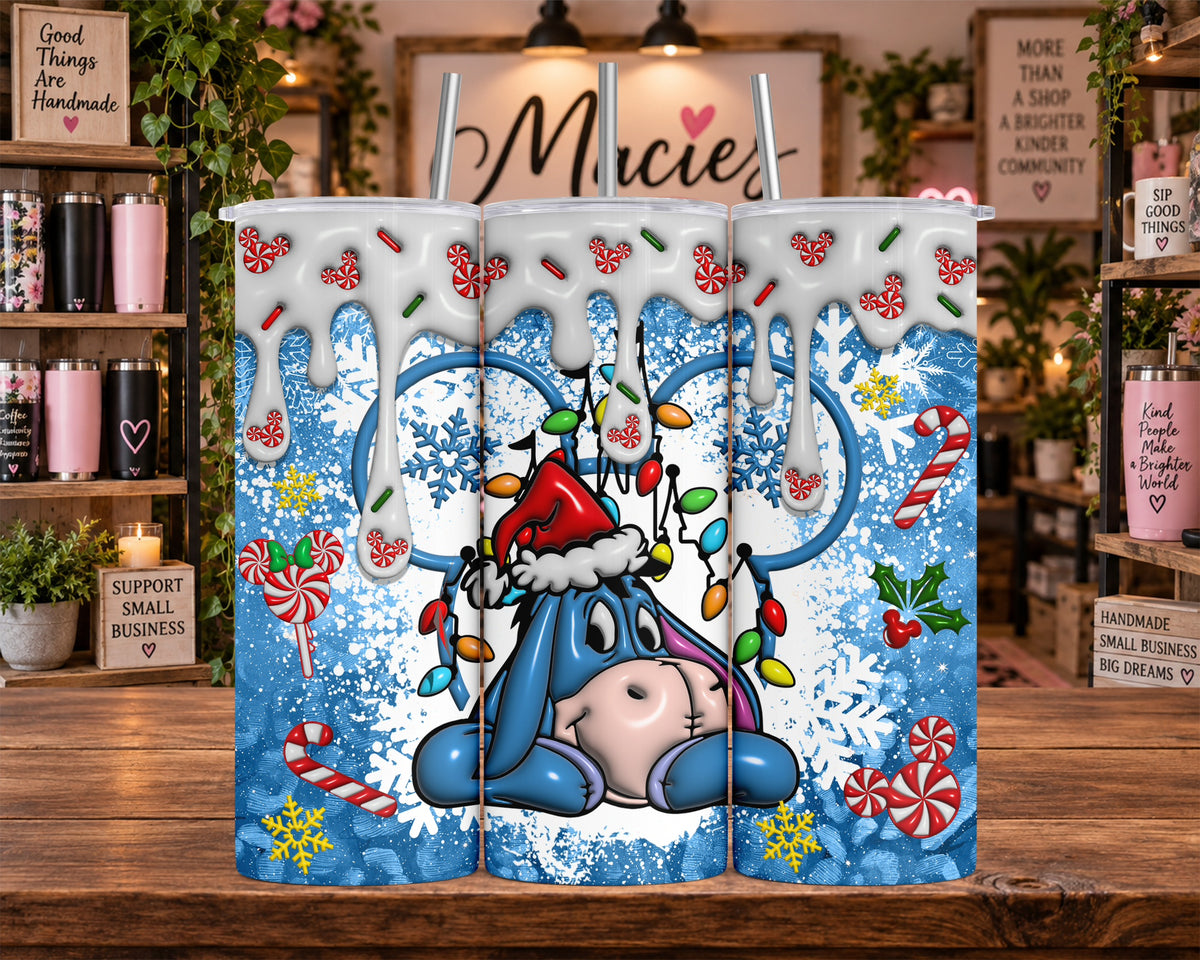 Christmas Blue Donkey Snowflake 20 oz Tumbler
