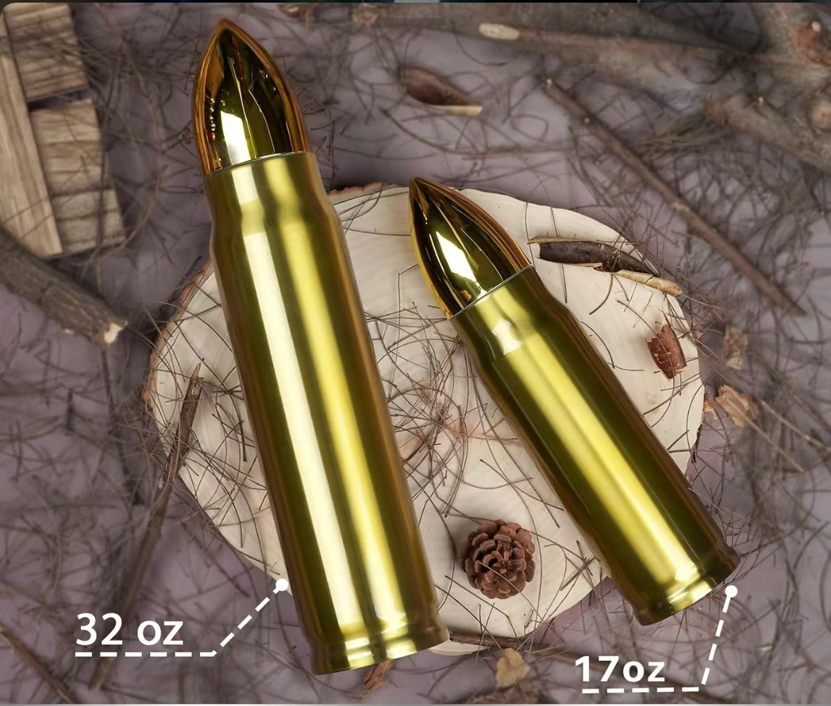 Photo of 32 oz Brass Finish Bullet Thermos