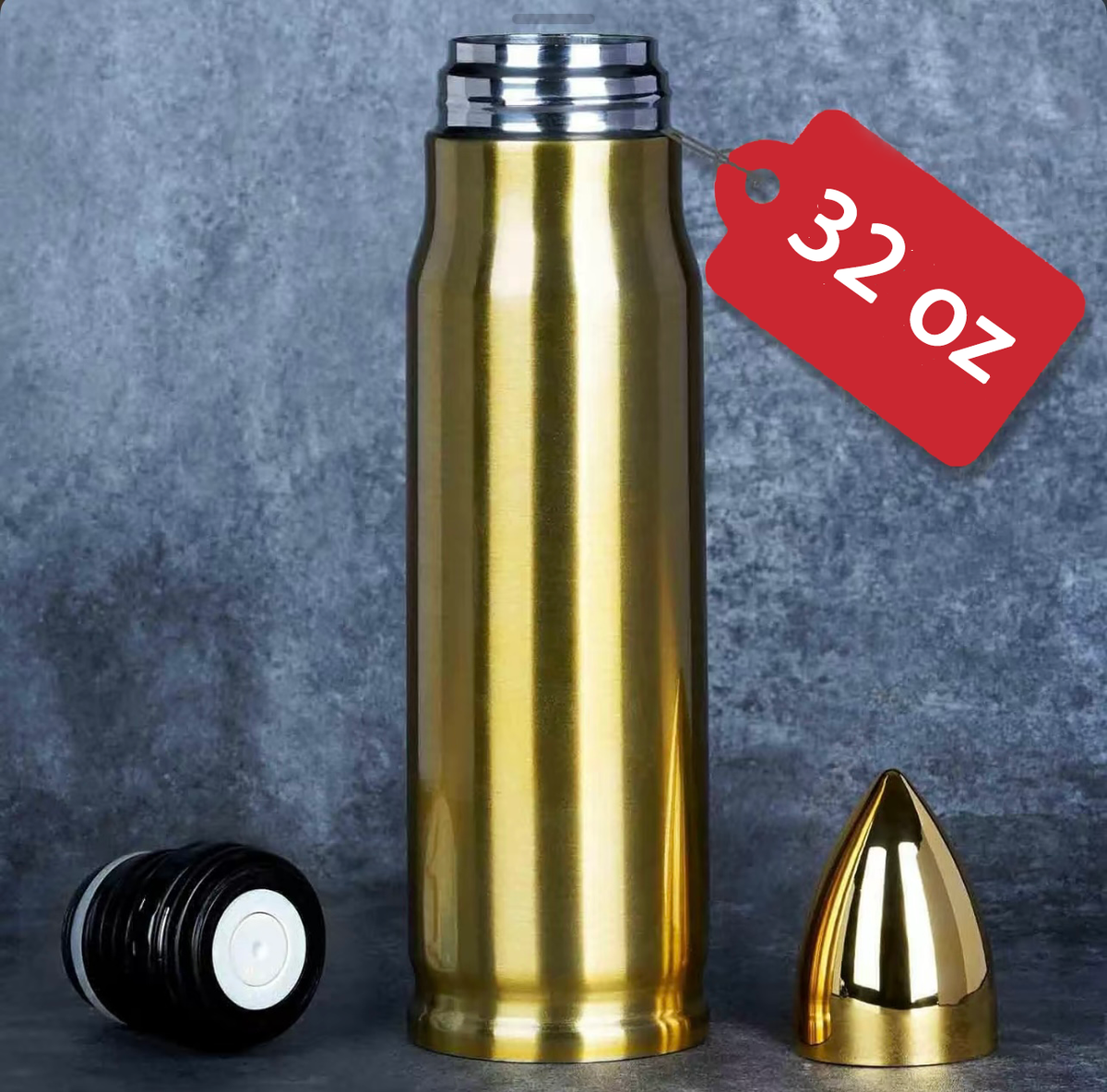 Photo of 32 oz Brass Finish Bullet Thermos