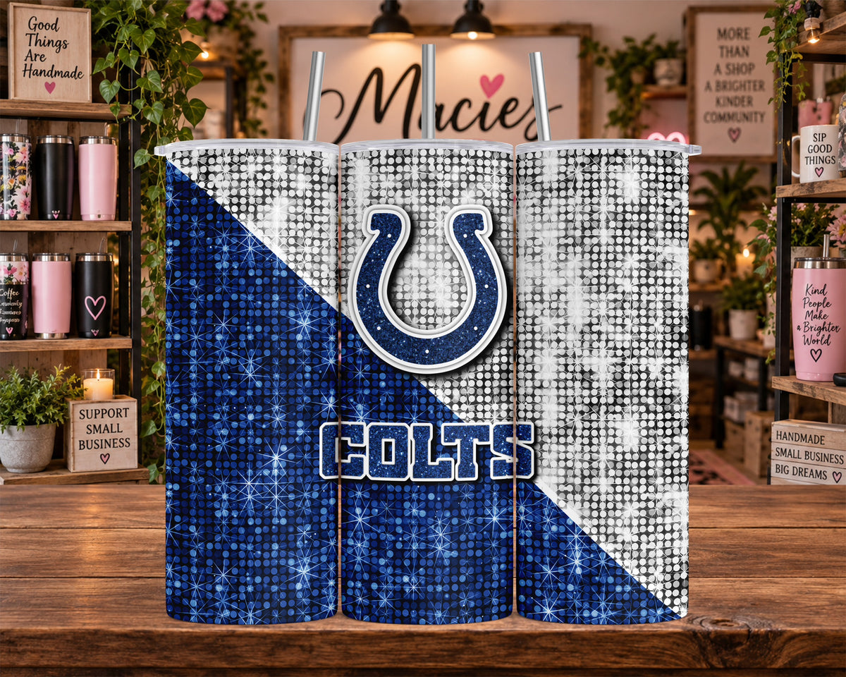 Indianapolis Colts Horseshoe Blue and Silver 20 oz Tumbler
