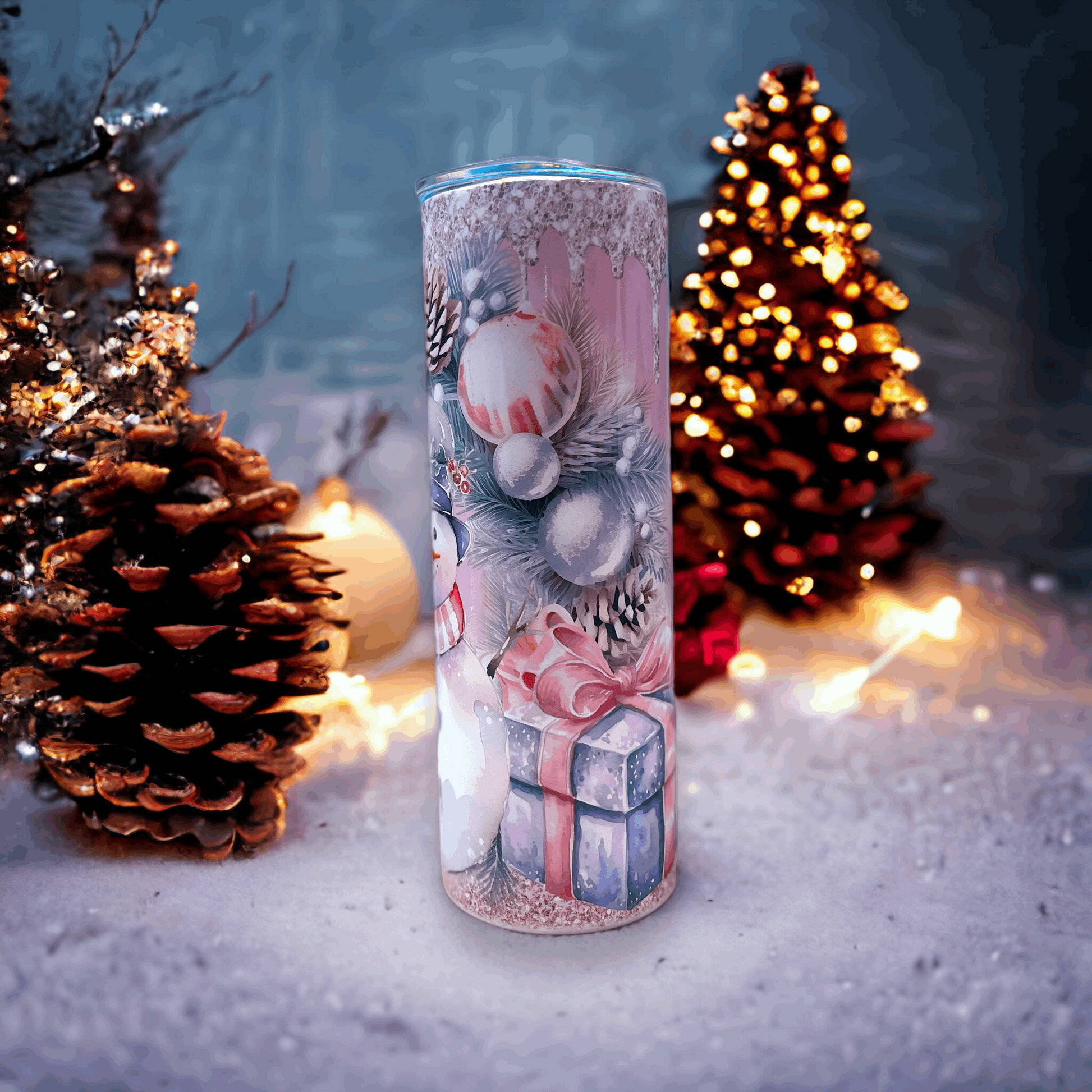 20oz Pink Snowman