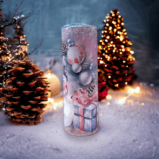 20oz Pink Snowman
