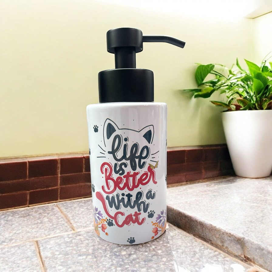 Photo of Life is Better with a Cat – 18 oz Soap Dispenser