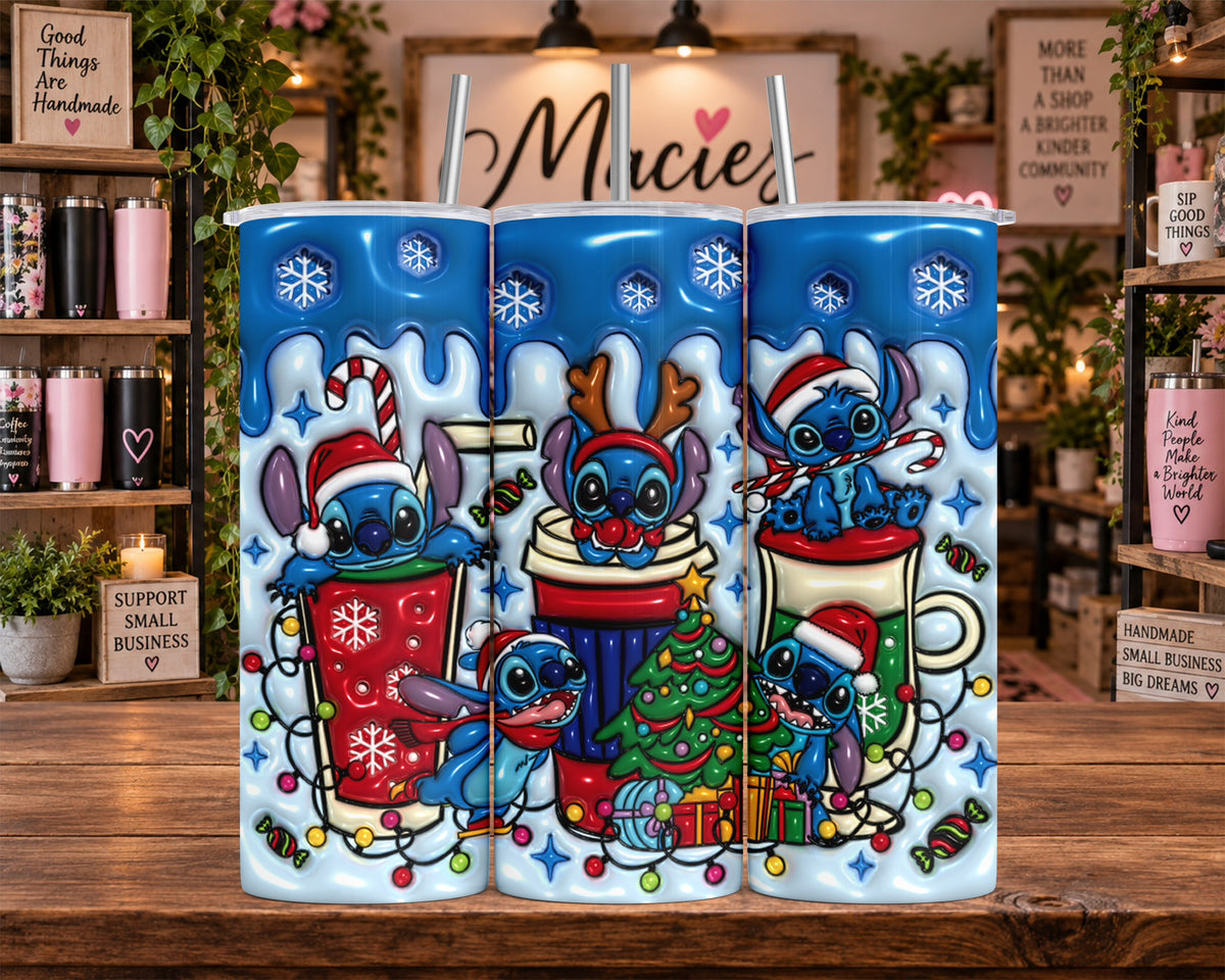 Christmas Blue Alien Character 20 oz Tumbler