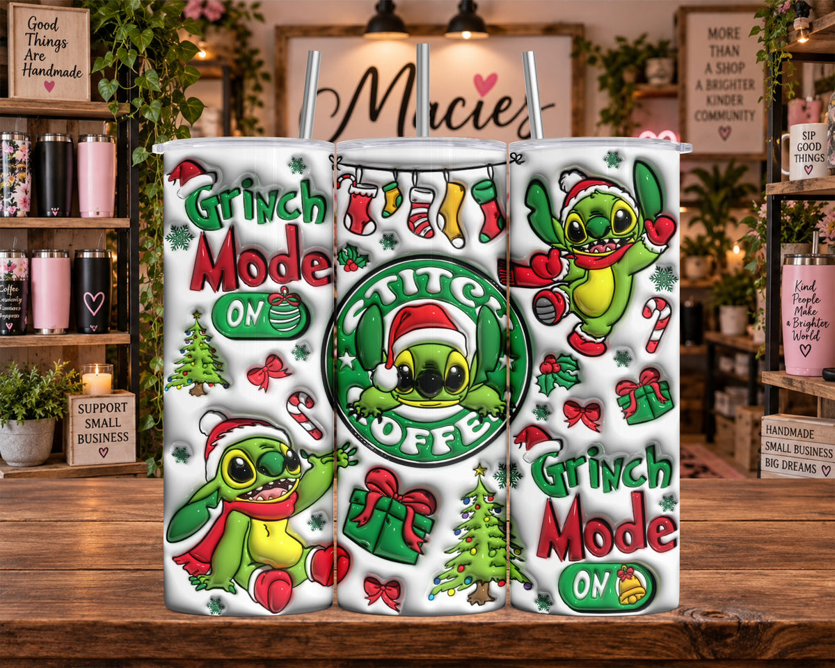 Christmas Grinch Mode Stitch 20 oz Tumbler