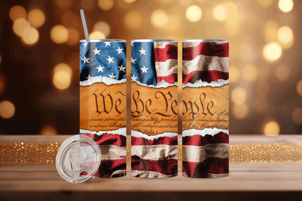 20oz We the People with American Flag Tumbler