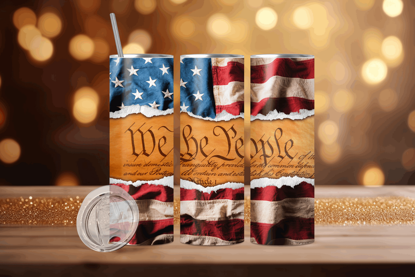 20oz We the People with American Flag Tumbler