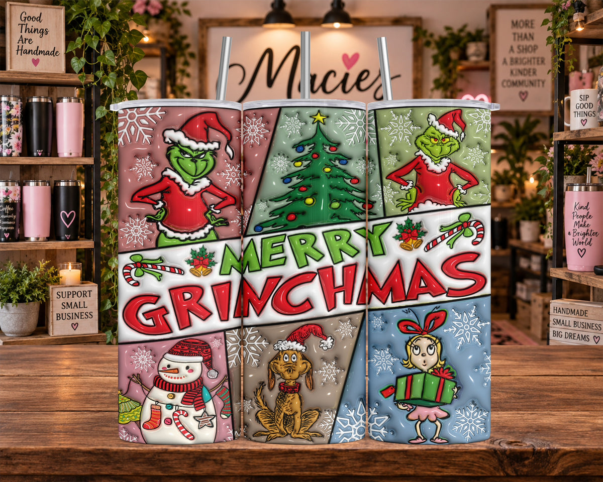 Grinch Christmas Collage 20 oz Tumbler