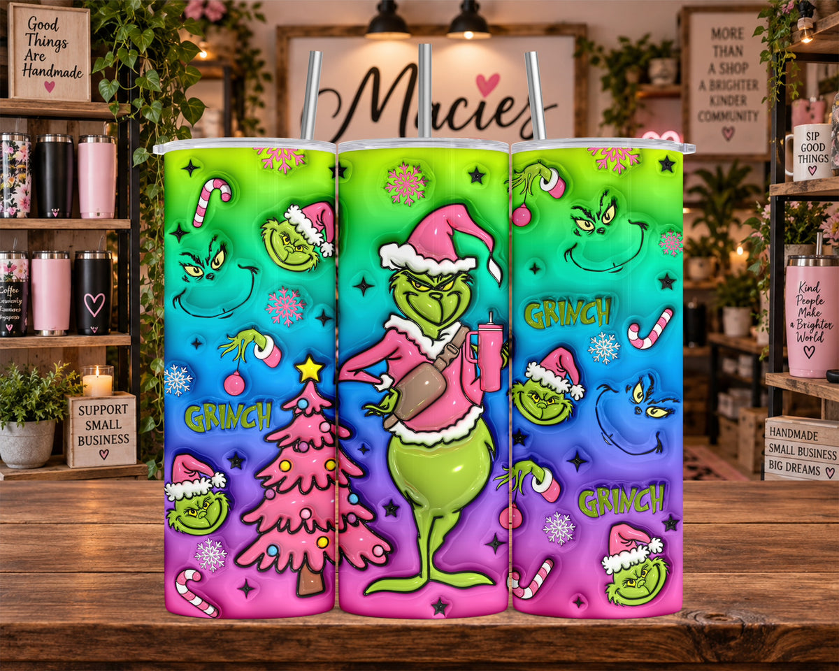 Pink Grinch Christmas 20 oz Tumbler