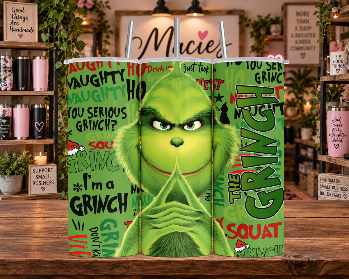 Green Grinch Christmas Design 20 oz Tumbler