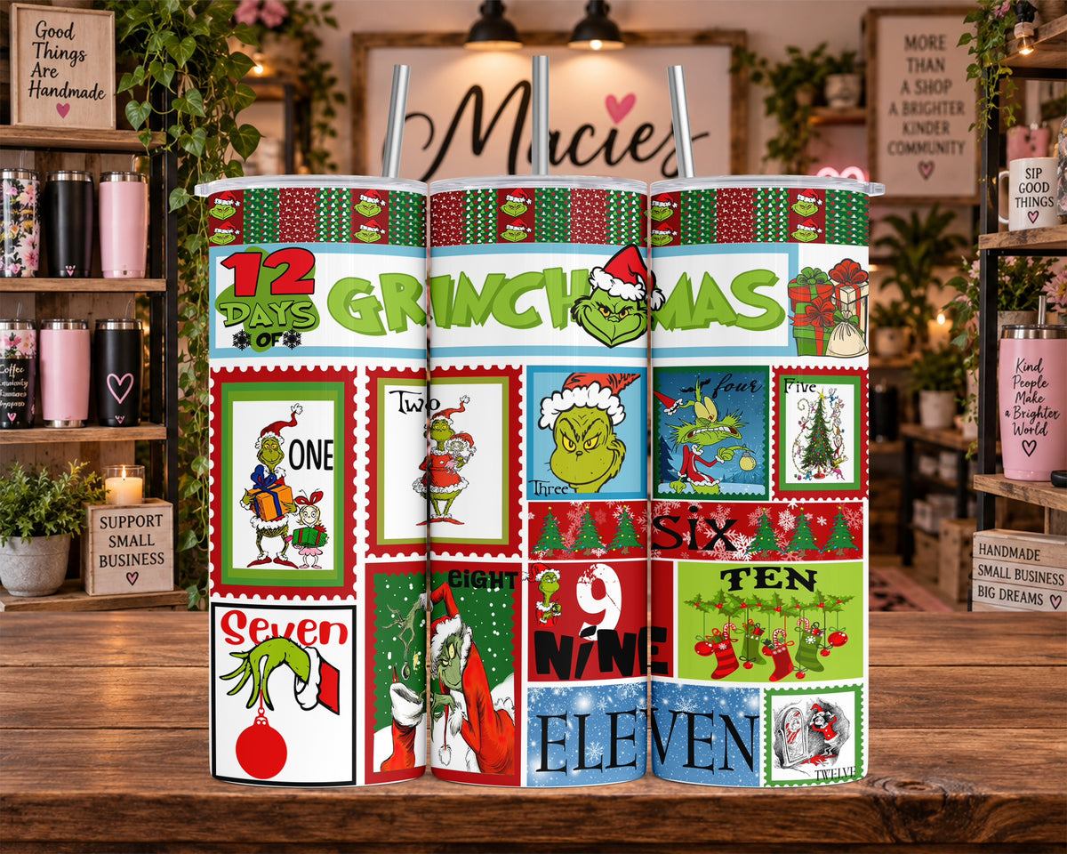 Grinch 12 Days of Christmas 20 oz Tumbler